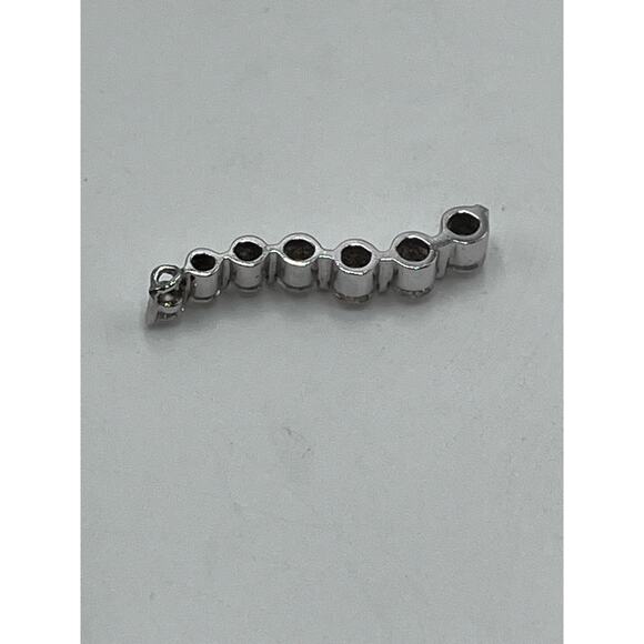 14K White Gold Journey Wave Seven Round Brilliant Cut Diamond Pendant .89 CTW - Picture 5 of 9